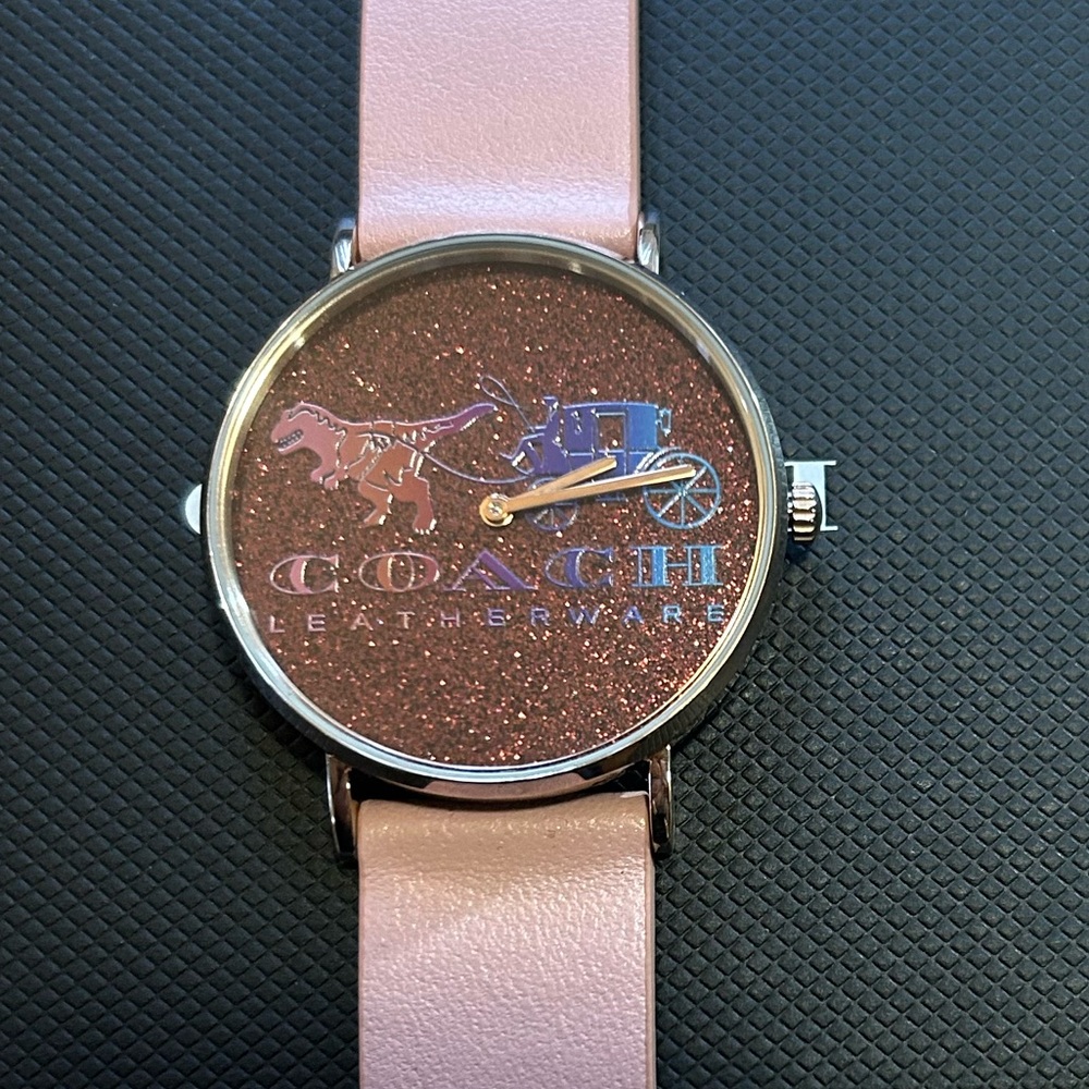 Coach Perry Watch With 36mm Sparkley Face With Carriage & Pink Leather Band - Picture 2 of 7